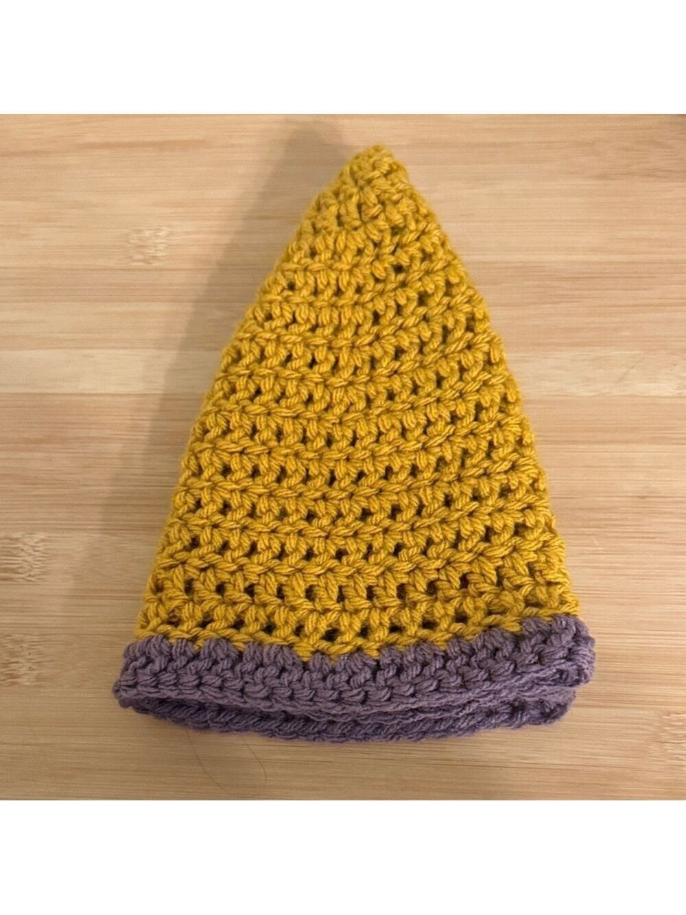 Handmade Stylish Mustard and Purple Crochet Beanie women’s Hats - Picture 4 of 4